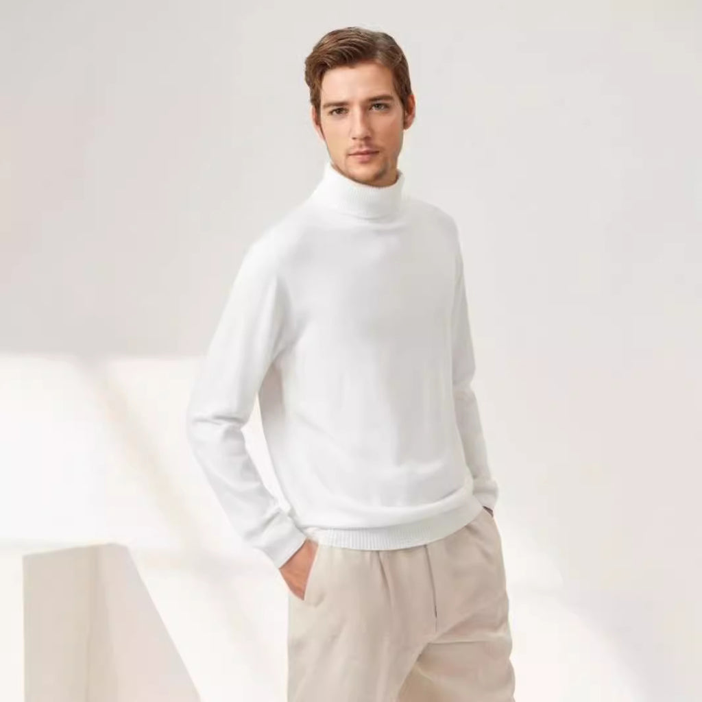 European And American-style Casual Solid-color Mens Turtleneck Knit Sweater