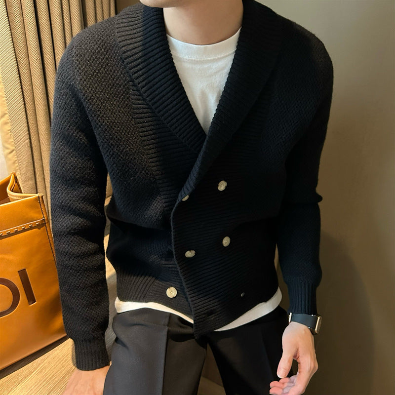 Men's Solid Color British Style Business Knit Jacket