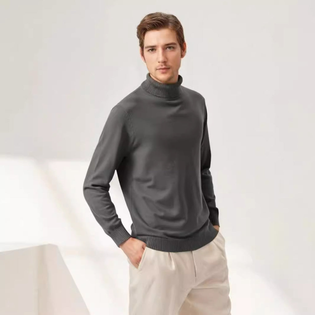 European And American-style Casual Solid-color Mens Turtleneck Knit Sweater