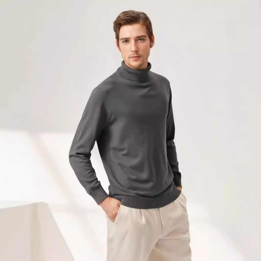 European And American-style Casual Solid-color Mens Turtleneck Knit Sweater