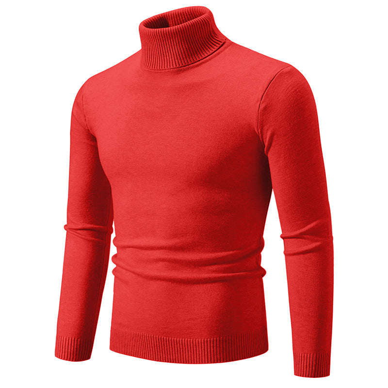 European And American-style Casual Solid-color Mens Turtleneck Knit Sweater