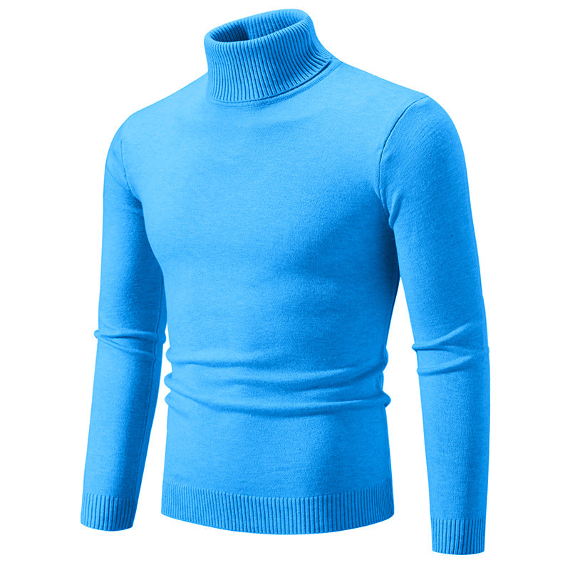 European And American-style Casual Solid-color Mens Turtleneck Knit Sweater