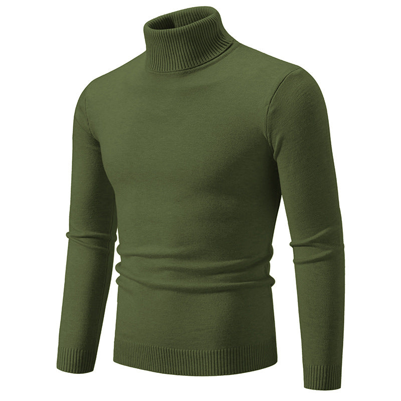 European And American-style Casual Solid-color Mens Turtleneck Knit Sweater