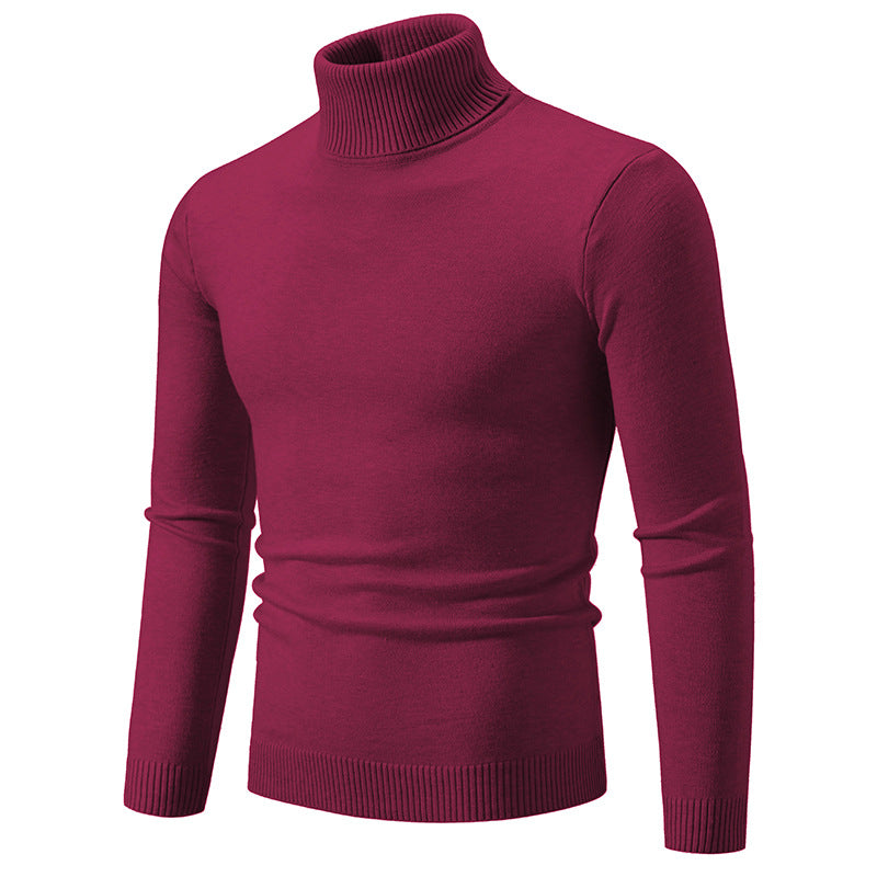 European And American-style Casual Solid-color Mens Turtleneck Knit Sweater