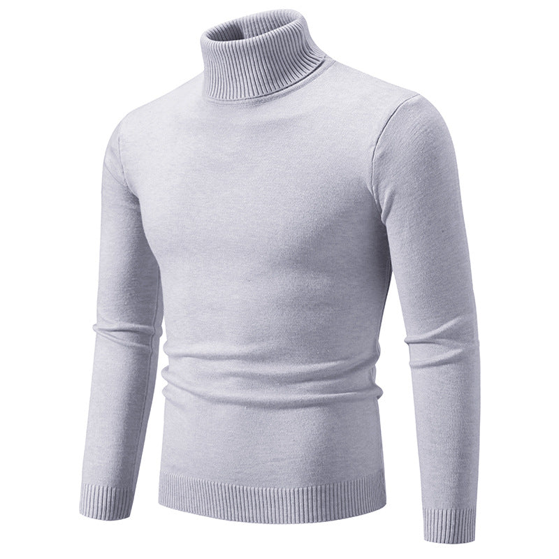 European And American-style Casual Solid-color Mens Turtleneck Knit Sweater