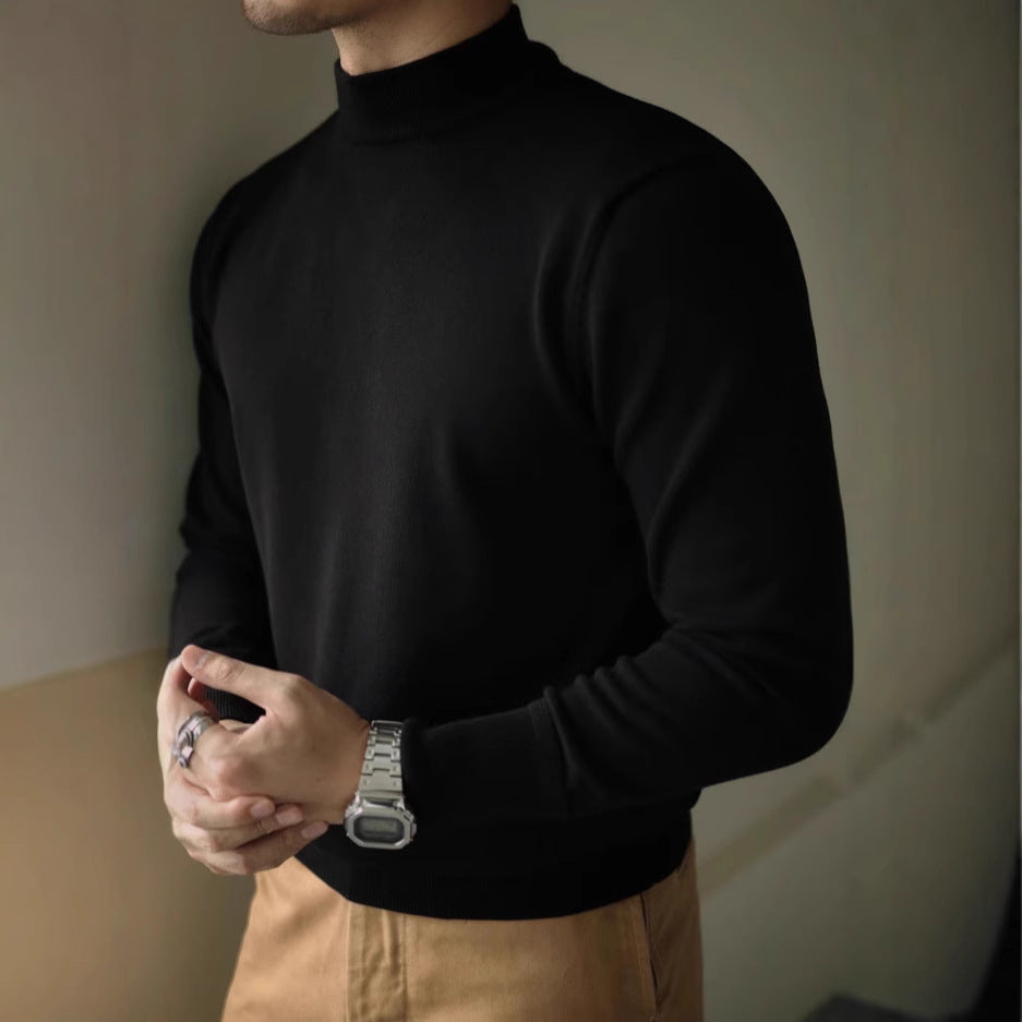 Mens Slim-fit Mock-neck Modal Base Sweater