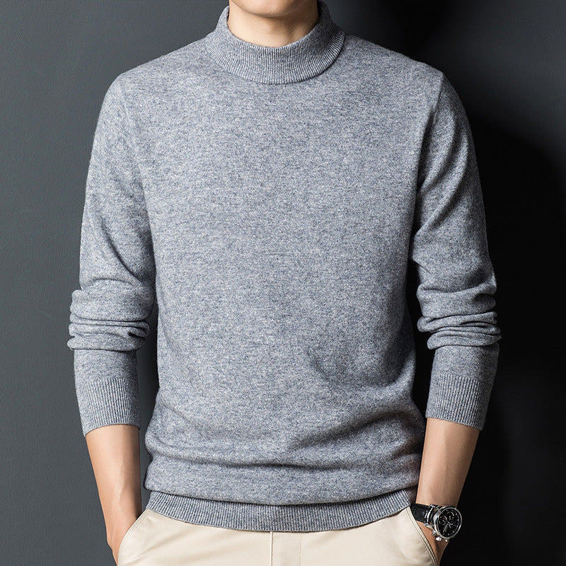 Mens Casual Slim-fit Long-sleeve Mock-neck Top
