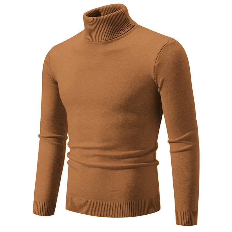 European And American-style Casual Solid-color Mens Turtleneck Knit Sweater
