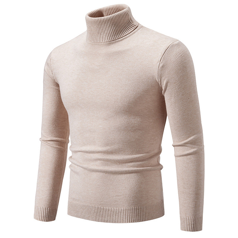 European And American-style Casual Solid-color Mens Turtleneck Knit Sweater
