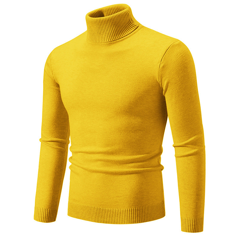 European And American-style Casual Solid-color Mens Turtleneck Knit Sweater