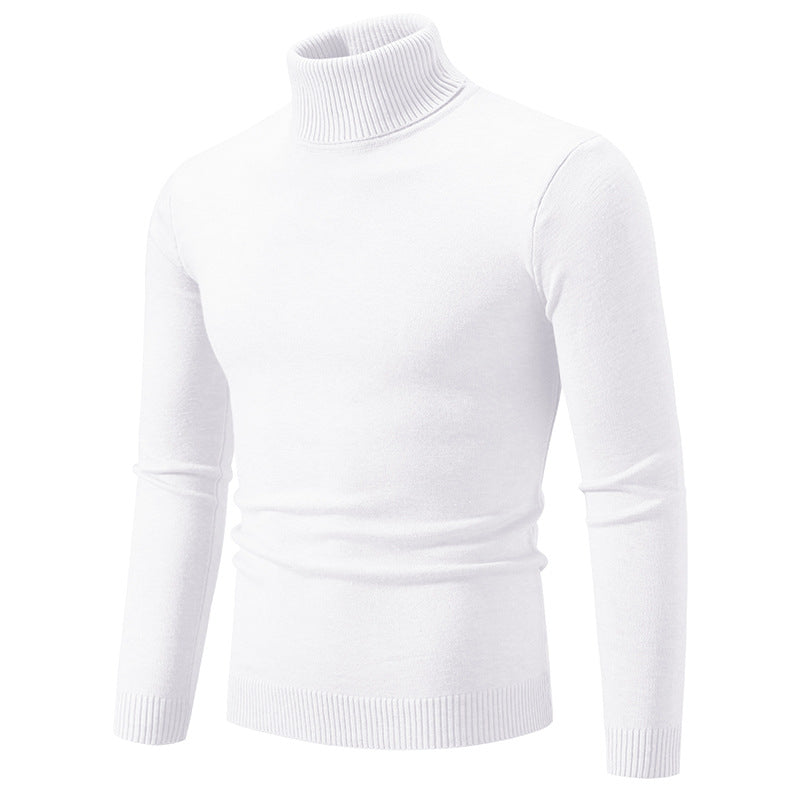 European And American-style Casual Solid-color Mens Turtleneck Knit Sweater