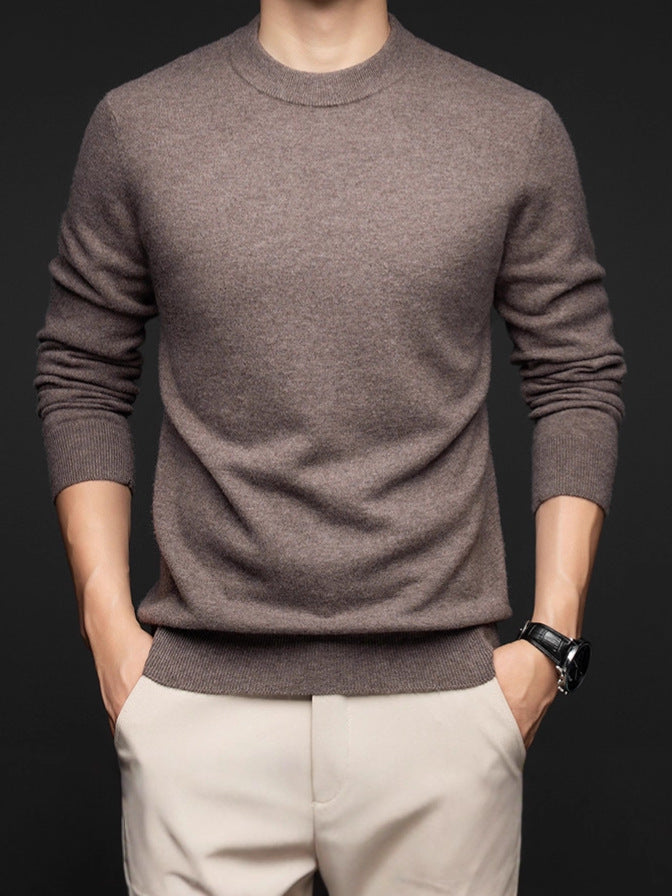 Mens Casual Solid-Color Crew-Neck Thermal Knit Base Layer Top