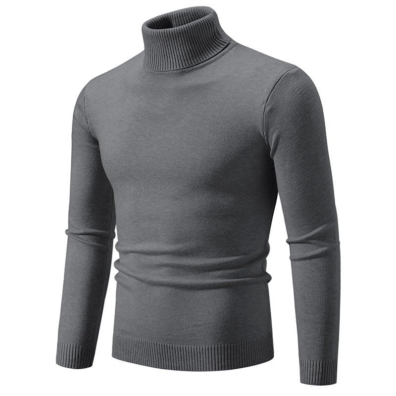 European And American-style Casual Solid-color Mens Turtleneck Knit Sweater