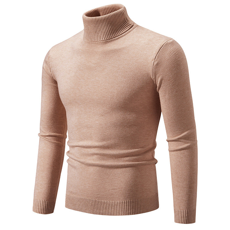 European And American-style Casual Solid-color Mens Turtleneck Knit Sweater