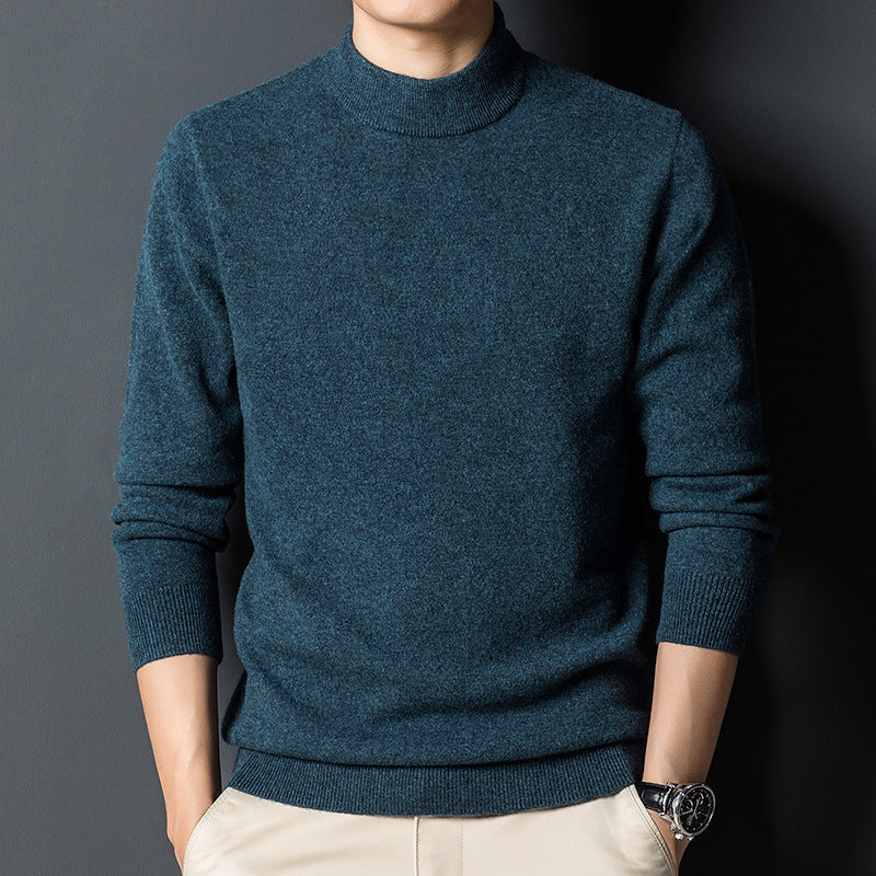 Mens Casual Slim-fit Long-sleeve Mock-neck Top