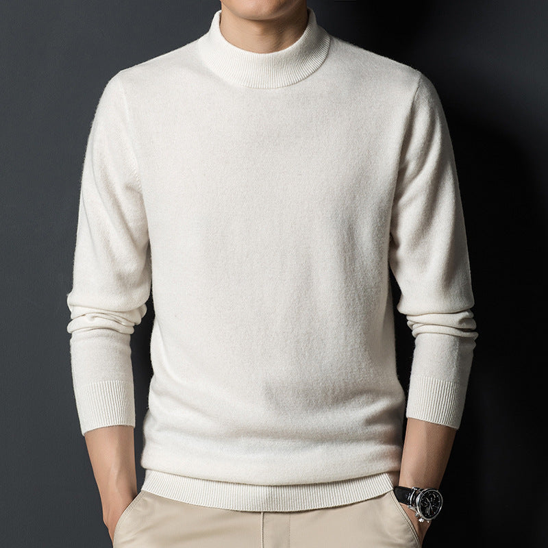 Mens Casual Slim-fit Long-sleeve Mock-neck Top