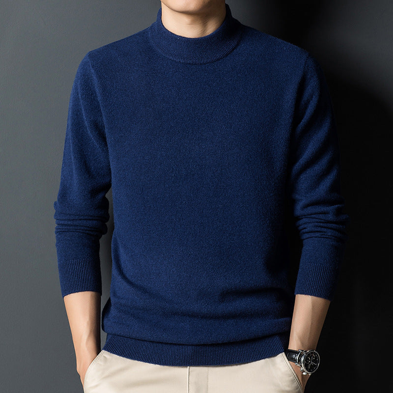 Mens Casual Slim-fit Long-sleeve Mock-neck Top