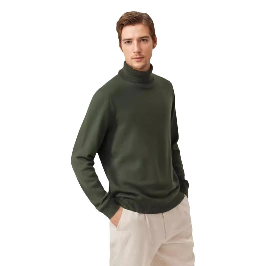 European And American-style Casual Solid-color Mens Turtleneck Knit Sweater