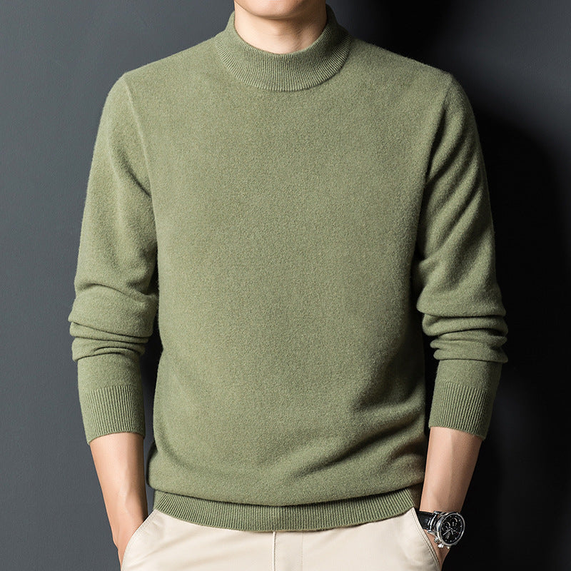 Mens Casual Slim-fit Long-sleeve Mock-neck Top